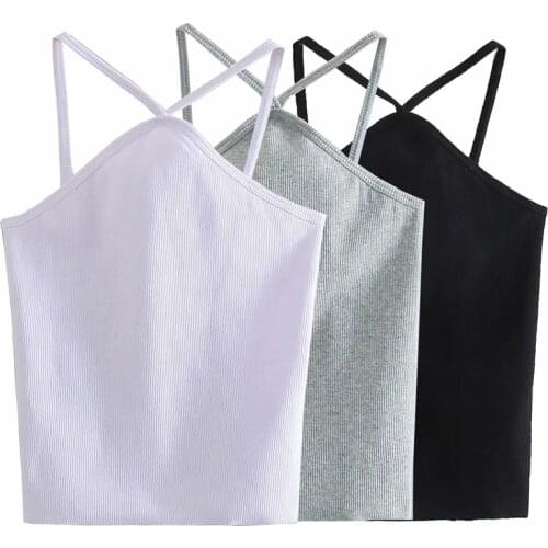 2021 women Black white versatile Shoulder Sling Tops Sexy sleeveless Slim Camisole Club backless Short Tank top Lady Mini vest