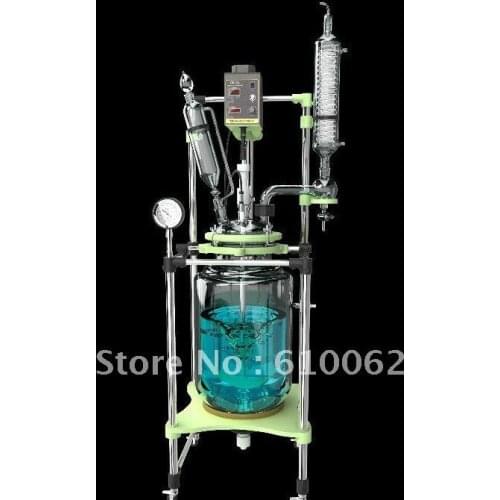 10L Explosion Proof Motor Jacket Chemical Reactor, double-neck Glass Reaction Vessel, borosilicate glass reactor