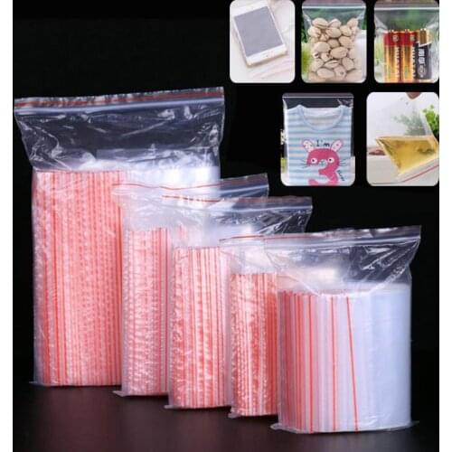 100pcs Multiple Sizes Small Zip Lock Plastic Bags Reclosable Transparent Storage Beads Jewelry Bag Christmas Candy Snack Bags