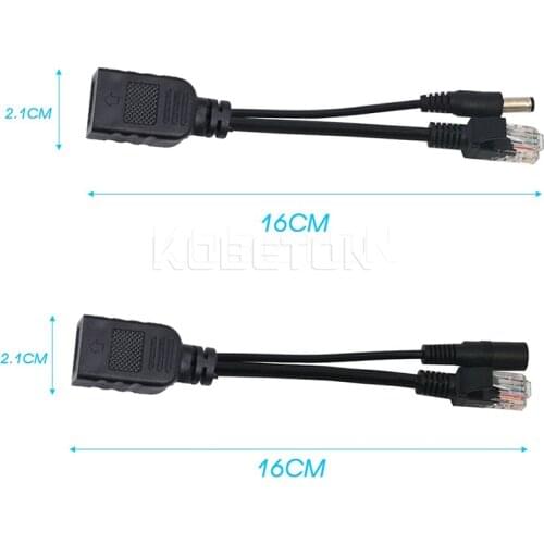 2pcs/lot PoE cable Tape screened 24-48v Separator Power Over Ethernet POE Splitter Power Receiver Injector POE Adapter Cable Kit