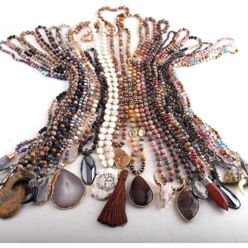 RH Wholesale Fashion Boho Jewelry 20pc Mix Color Necklace Handmade Women Bohemian necklaces Gift