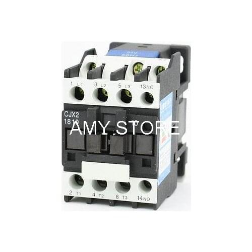 35mm DIN Rail Mounted 3P+1NO AC 24V Coil 18A AC Contactor CJX2-1810