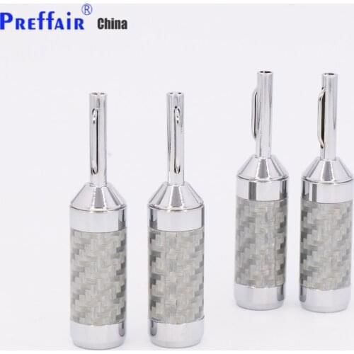 Preffair 4pcs/8PCS/16PCS Hifi Banana Jack High Quality Carbon Fiber Rhodium Plated Speaker Cable Banana Plug