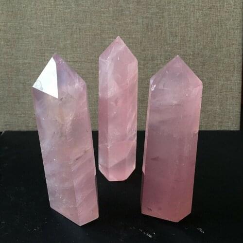 40-50mm Natural Rock Pink Rose Quartz Crystal Wand Point Healing Mineral Stone Magic Wand Home Decor Amethyst Rose Quartz#p3