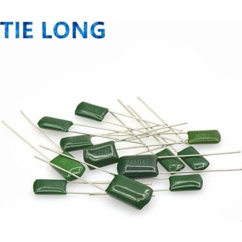 50PCS 2A104J 2A104 100V 0.1UF 100nF 2A104 Polyester Film capacitor