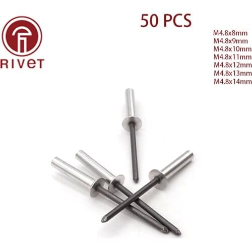 50pcs15974 M4.8*8/9/10/11/12/13/14Aluminum Countersunk Head Closed End Blind Rivet Sealed Blind Rivet Water Air Tightness Rivets