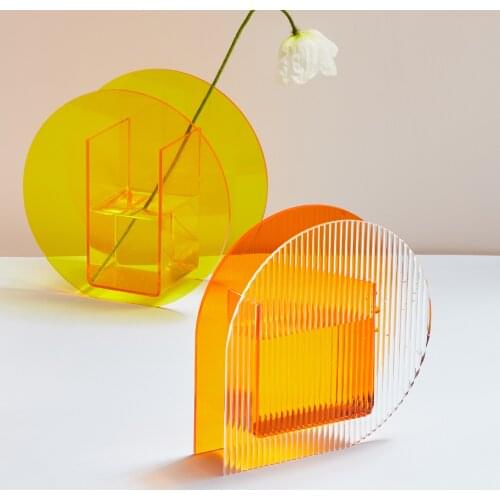 New 1PCS Acrylic Flower Vase Make-Up Brush Pen Holder Hydroponic Flower Hotel Vase for Home Office Wedding Decor