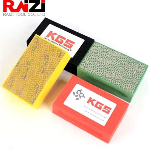 Raizi 95*55mm Diamond Electroplated Hand Foam-backed Polishing Pad for Granite Marble Glass Tile Grinding Abrasive Block