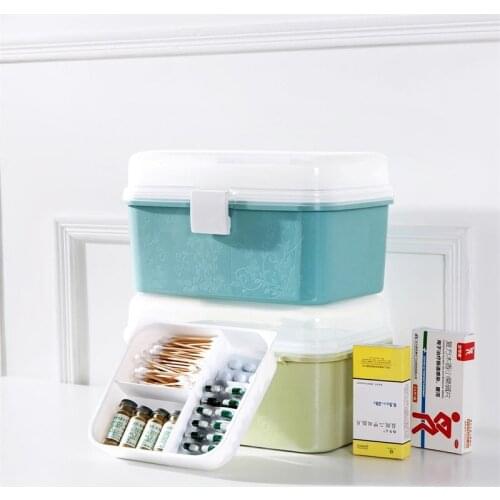 Medical Box Organizer First Aid Kit Organizer With Handle Emergency Kits Case Plastic Drug For Household Waterproof Medical Kit