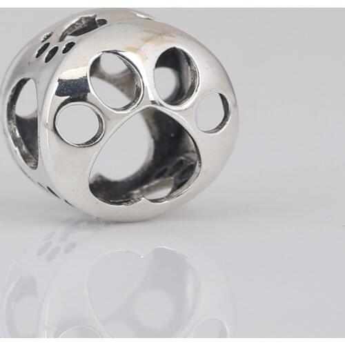 Authentic S925 Bead DIY Jewelry Paw Print Charm fit Lady Bracelet Bangle