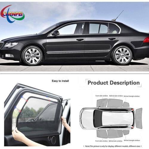 For Skoda Superb 2009-2014 Car Full Side Windows Magnetic Sun Shade UV Protection Ray Blocking Mesh Visor Decoration Accessories