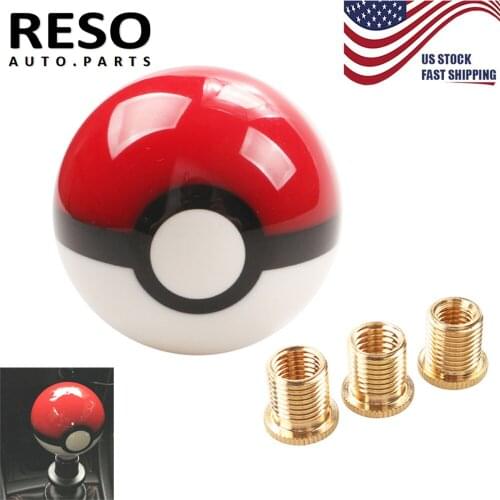 RESO-Free Shipping 12x1.25mm Shift Knob Pokeball Shift Head Pokemon PokeBall With Adapters