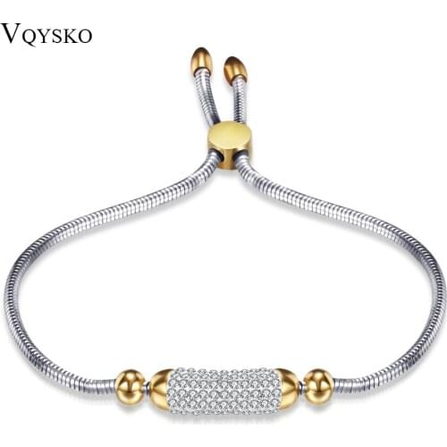 Free Engrave Fashion Adjustable Charm Bracelet For Women Christmas Gifts Cubic Zirconia Crystal Blacelets & Bangles Jewelry