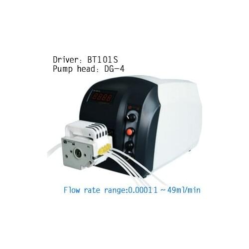 BT101S / DG6-4 (6 Rolls/wheels) Variable Precise Low Flow Speed Peristaltic Dosing Pump Fluid Water Pump 0.00016 to 26 ml/min