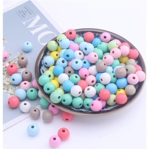 50-100Pcs/lot 11Colors Wooden Beads Round Shape Loose Beads for Handmade Jewelry Making Baby Pacifier Clips Crafts Accessories