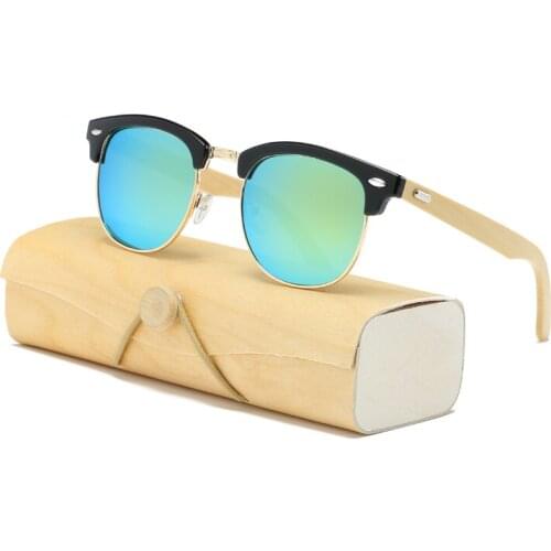 Wood Sunglasses bamboo Men women Women sunglasses for men women Mirror Sun Glasses retro de sol masculino Handmade with case