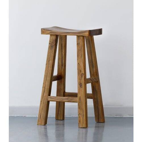 Nature style handmade elm high wooden stool