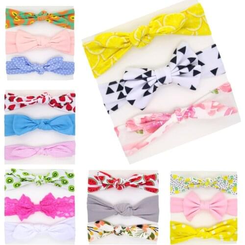 Baby elastic bunny ears headband accessories female cute baby bow hairband three-piece suit