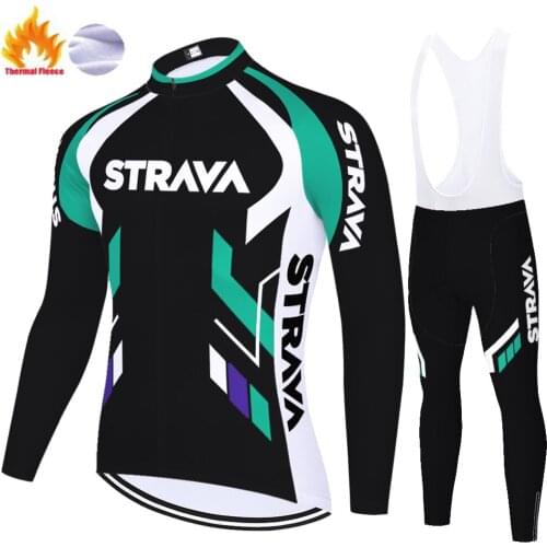 Team cycling jersey STRAVA tenue velo homme 20D gel pad Winter Thermal Fleece warm bike clothes abbigliamento ciclismo uomo