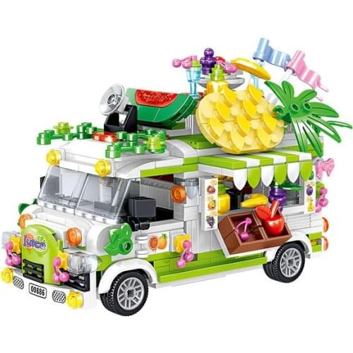 City Street View Educational Building Blocks Toys For Kids Girls DIY Birthday Gift 00886-00891 Cake Fruit Hamburg Shop Car Model