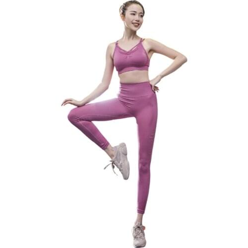Yoga Suit Female New Hollow Beauty Back Running Exercise Fitness Sports Bra Pants 2 sets