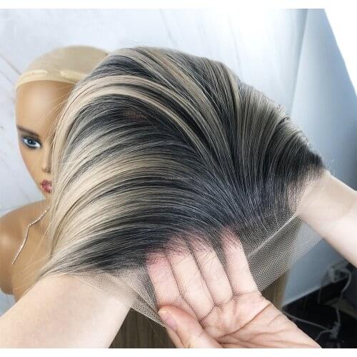 Beautiful Diary Silky Straight Ombre Lace Front Wigs For Black Women Futura Hair 13x4inch Honey Blonde Synthetic Lace Front Wigs
