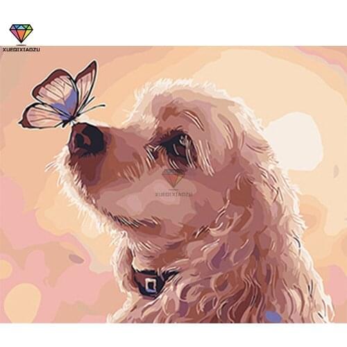 XUEQIXIAOZU Full Round Dog Diamond drawing Diamond embroidery 5D DIY Diamond setting Mosaic painting gift 2020 New