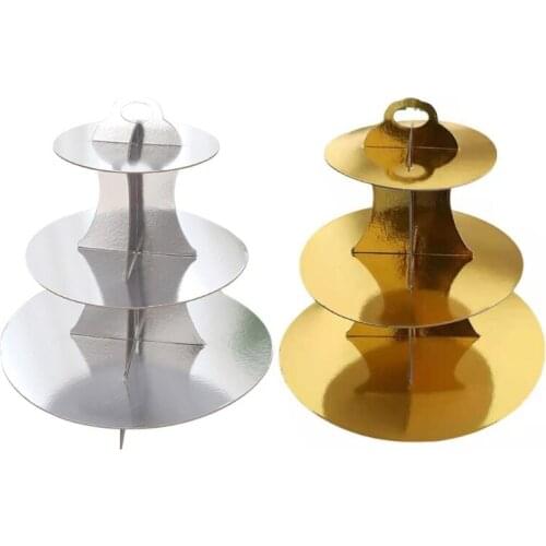 Round Paper Three-Layer Cake Stand Holder Dessert Table Tray Cupcake Display