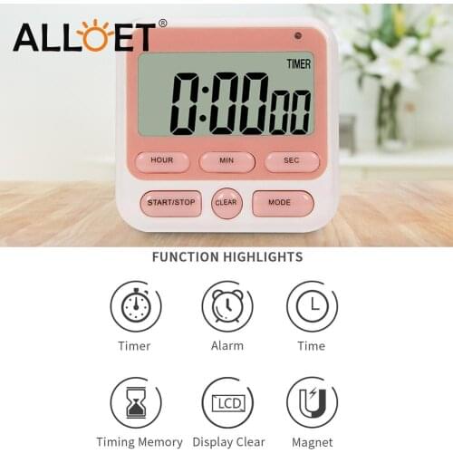 LCD Digital Screen Kitchen Timer Alarm Clock Large Display Home Cooking Count Up Countdown Multifunctional Sleep Stopwatch Clock