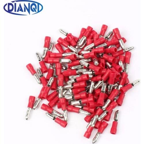 DIANQI MPD1.25-156 MPD1-156 100PCS Bullet Shaped male Insulating Joint Wire Connector Electrical Crimp Terminal AWG22-16 MPD