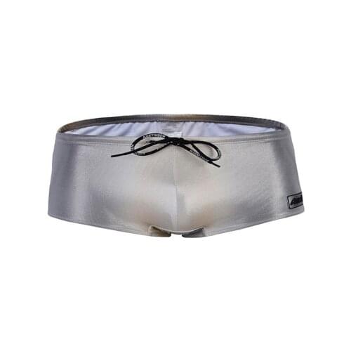 Men Sexy Swimming Trunks Surfing Short Quick Dry Swim Trunks Low Waist Swimsuit 2019 Swimwear Summer Beach Short Silver Briefs