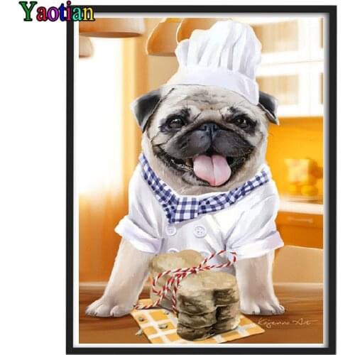 Funny Pug Chef Diamond Painting Cute Animal 5d Diy Diamond Embroidery Full Square/Round Drill Mosaic Girl Handicraft Decor