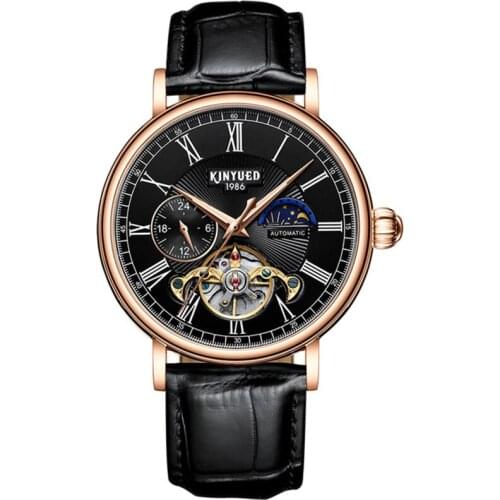 KINYUED 2021 New Hollow Waterproof Tourbillon Mens Automatic Mechanical Watches Mens Business Watch Multifunctional J052