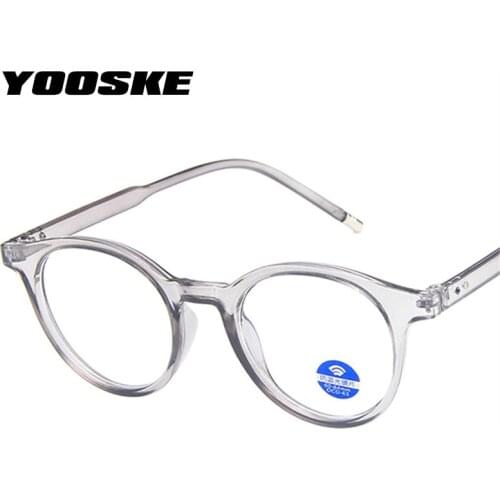 YOOSKE Anti Blue Light Glasses Frame Men Small Round Transparent Eyeglasses Frames for Women Trend Clear Computer Eyewear