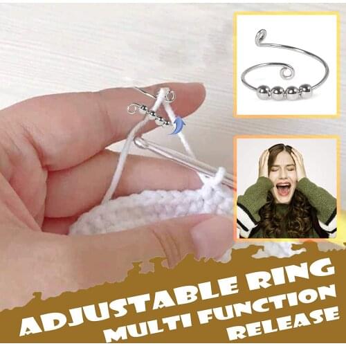 Adjustable Knitting Loop Crochet Thimble Yarn Guides Ring DIY Crafts Crochet Open Finger Loop Rings Knitting Sewing Accessories