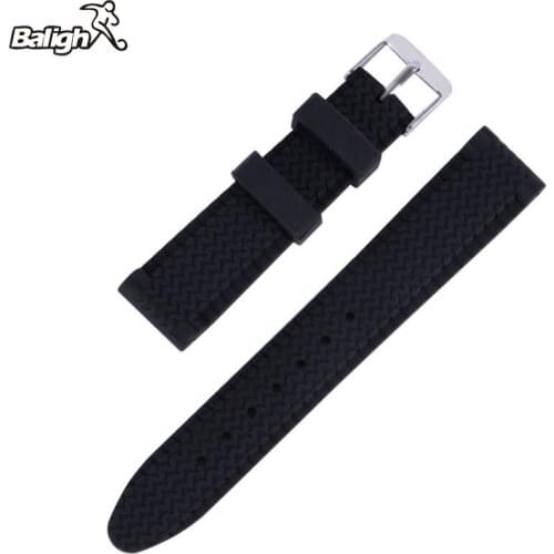 Newest Fashion Men Casual Watch Band Soft Silicone Rubber Waterproof Wrist Watch Band Strap 18-24mm Black