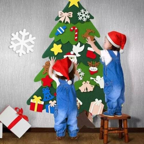 Kids DIY Felt Christmas Tree Christmas Decoration for Home Navidad 2021 New Year Gifts Christmas Ornaments Santa Claus Xmas Tree