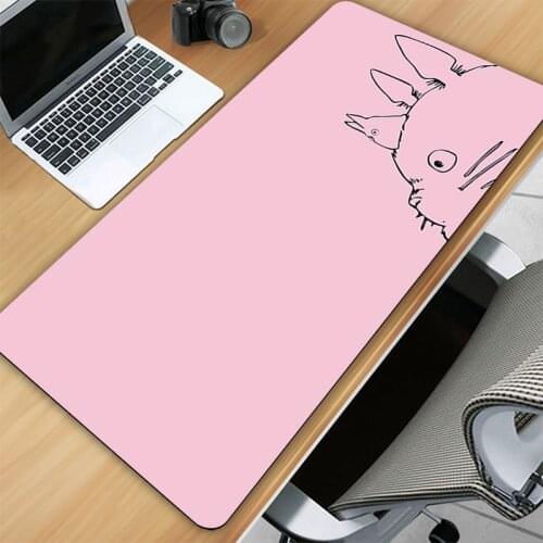 Pink Deskmat Anime Mouse Pad Gamer Desk Kawaii Accessories Pc Gaming Deskpad Totoro Non-slip Mat Pad on the Table Pink Mouse Mat