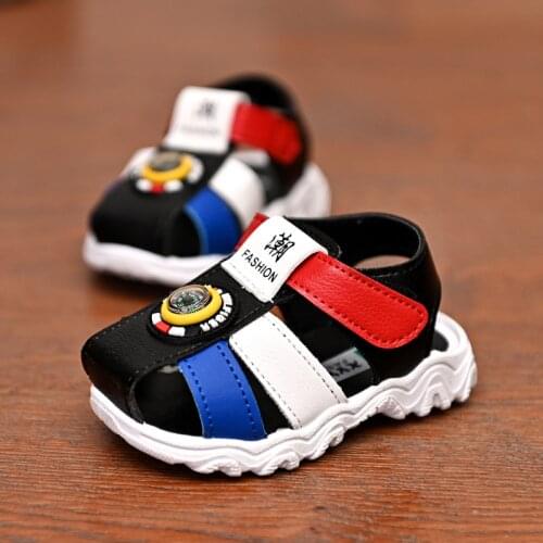 2021 Summer New Baby Boys Sandals 0-1-2 Years Girls Non-Slip Soft Bottom Toddler Shoes Sandals Patchwork Leather Beach Slippers
