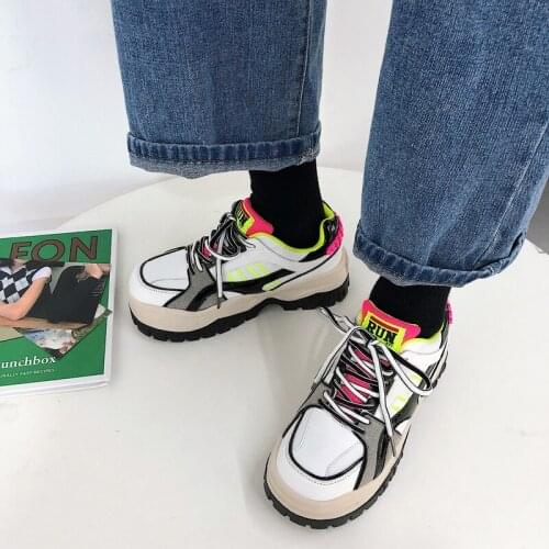 Womens shoes candy color stitching old shoes women 2020ins trendy sports shoes womens casual increase running shoes