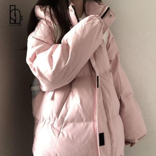 Luck A Women Solid Oversize Thick Warm Hooded Parkas Female Casual Winter Down Coats Harajuku Cotton-padded Korean Outerwears