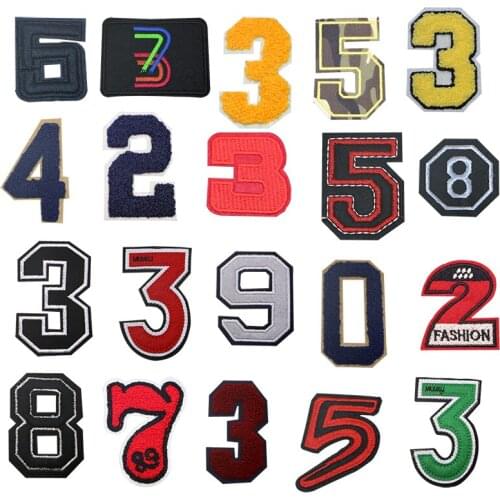 1PCS Towel Chenille 3D Digital Number1234567890 English Letter Patch Embroidered Decal Childrens Wear Name DIY Stripe