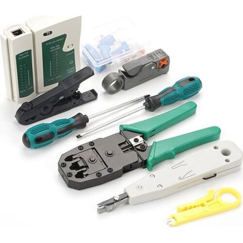 14 in 1 LAN Utp Screwdriver Wire Stripper Network Cable Tester Tool RJ45 Connector Computer Network Crimping Pliers Tool Kit Set