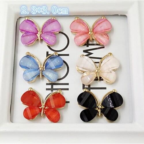 20pcs per lot 3.0cm*2.5cm Cell Phone Case DIY Charms Alloy Butterfly Decoration