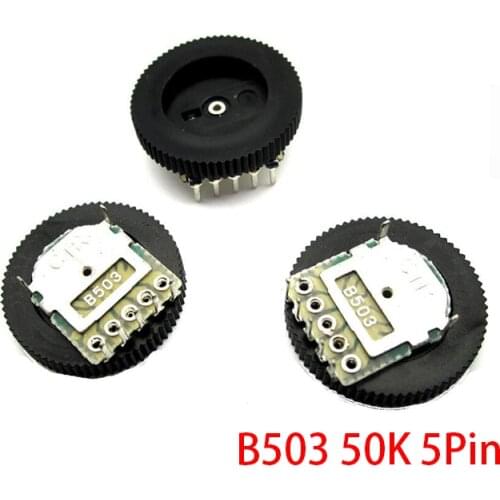 5pcs Double Gear tuning potentiometer B503 50K 5Pin 16*2mm Dial Potentiometer