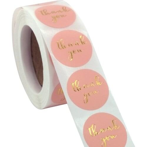 500Pcs/Roll Sealing Label Stickers"Thank you "Adhesive Stickers Kraft Baking Paper Tags For Gifts Craft Handmade Stationery