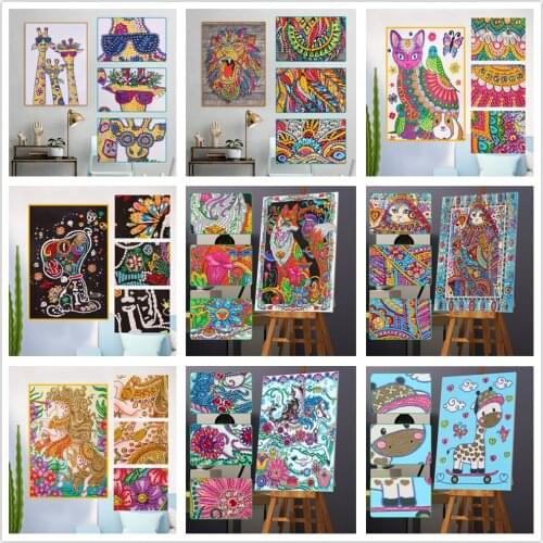 5D DIY special diamond painting flower animal combination rhinestone embroidery mosaic decorative painting