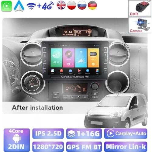 2 Din Android Car Radio For Citroen Berlingo 2 B9 2008-2018 WIFI GPS Navigation Car Multimedia Player Head Unit Support External