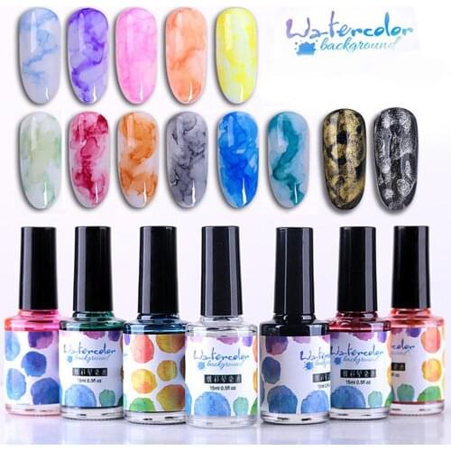 BellyLady 15ml Ink Smoke Color Sand Smudge Liquid Bubble Marble Grain Gradient Nail Art Japanese Water Dye Liquor Nail Polish