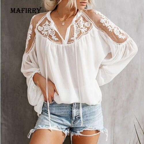 Sexy Partially Transparent Women Batwing Sleeve Blouse Summer Lace Patchwork V Neck Shirts Female Loose XXXL Solid Tops Blusa